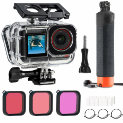 FitStill 164FT/50M wasserdichtes Gehäuse & 3 Filter & schwimmendes Handgriff-Set, kompatibel mit DJI Osmo Action 5 Pro/Action 4/Action 3, Schnorcheln, Surfen, Wakeboarden, Schutzhülle, Zubehör-Set Action 5 Pro/4/3 filters set Angebot bei HelloDeals