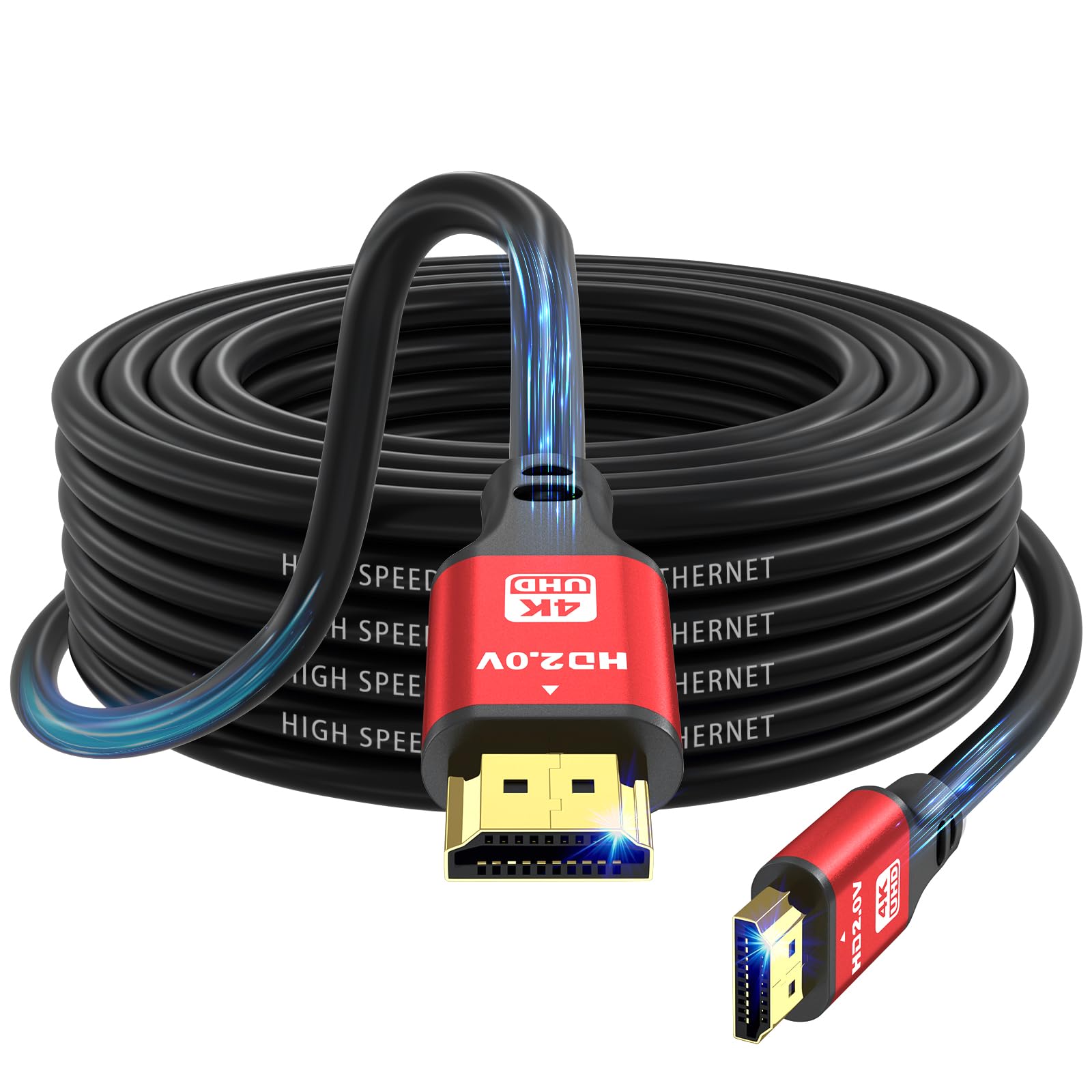 jojobnj 4K HDMI-Kabel, 10 m, High Speed HDMI 2.0 Kabel 4 K @ 60 Hz 18 Gbps, Ultra HD, Ethernet Audio Return, Video 4K, 1080p, 3D, Arc, HDR, kompatibel mit Xbox, PS5/PS4, HDTV, Laptop etc. (Rot) 10M Angebot bei HelloDeals
