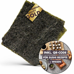 REISHUNGER Nori Algenblätter in GOLD-Qualität & QR-Code mit Sushi Anleitungen, 50 Blatt à 2,8g - Ideal für Maki Sushi - Intensiver Geschmack und besonders reißfest 2.8 g (50er Pack) Angebot bei HelloDeals