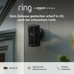 Ring Außenkamera Plus Akku (Outdoor Camera Plus neueste generation) | 2K-Weitwinkelvideo | Kabellose Überwachungskamera zur Selbstinstallation | 30-tägiger Gratiszeitraum für Ring-Abonnement Schwarz 1 Kamera Außenkamera Akku Angebot bei HelloDeals