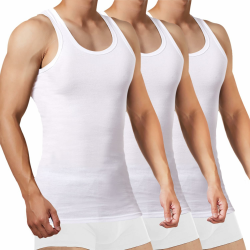FALARY Unterhemd Herren 3/5er Pack Tank Top 100% Baumwolle Männer Weiß Schwarz Mehrfarbig alle Größen gekämmte Feinripp 4XL Weiß X3 Angebot bei HelloDeals