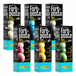 Decocino fettlösliche Farbpaste-Set 6er-Set – 6 x 15 g – Lebensmittelfarben in Rot, Weiß, Grün, Gelb, Blau und Schwarz, ideal zum Einfärben von Kuchen, Fondant und Cremes – AZO-Frei und Glutenfrei Bunt 90 g (1er Pack) Angebot bei HelloDeals