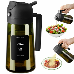 Olivenölspender und Ölsprüher – 470 ml Glas, lichtdichter Ölausgießer für Küche, Luftfritteuse, Kochen, Salat und BBQ 1 Stück Schwarz Angebot bei HelloDeals