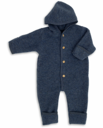 Engel Baby Overall mit Kapuze Wollfleece Blau Melange 74-80 Angebot bei HelloDeals