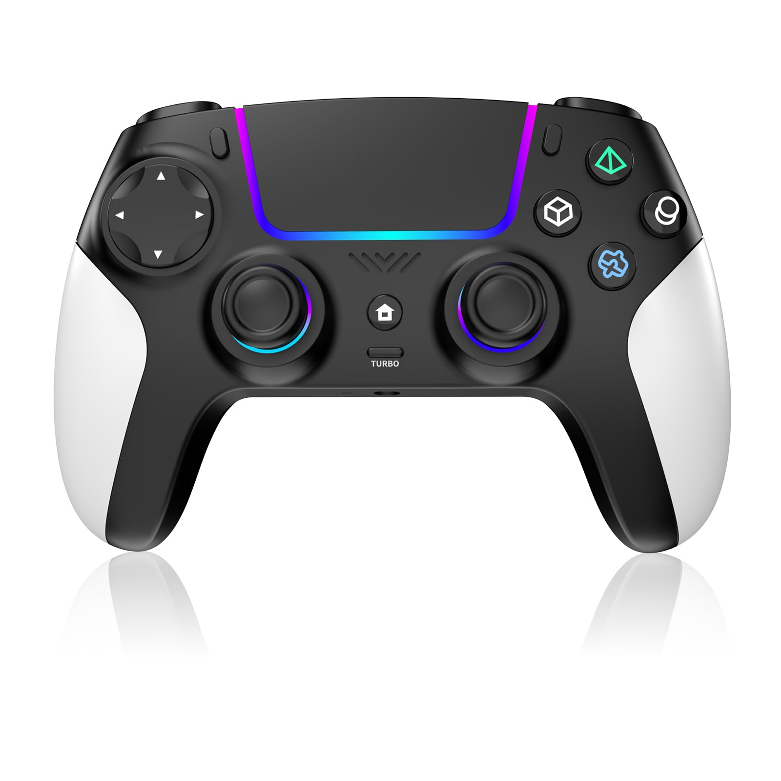 Reddening für PS5 Controller mit 3,5-mm-Audio, RGB-Beleuchtung, 6-Achsen-Sensor, Dual-Vibration, Turbo, Touchpad, 1500-mAh-Akku, Kompatibel mit PS5/Pro/PC/MAC/iOS/Android/Steam Deck(Schwarzweiß) Angebot bei HelloDeals