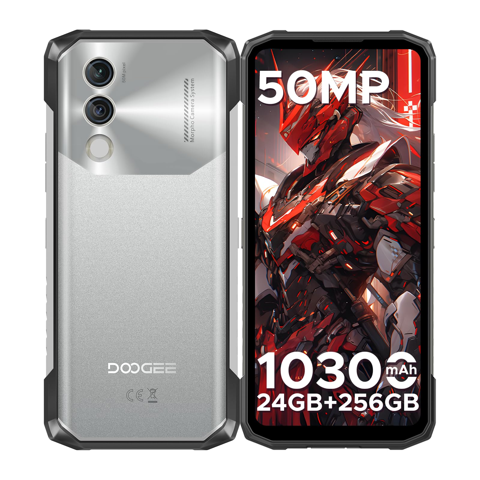 DOOGEE Blade 10 Power Outdoor Handy 10300mAh, 3 Card Slot, 24GB RAM+256GB ROM/TF 2TB Outdoor Smartphone Ohne Vertrag Wasserdicht, 6.6'' HD+ baustellenhandy, 50MP AI Kamera, IP68/69K/ NFC/GPS/Face ID Silber(Blade10Power) Angebot bei HelloDeals
