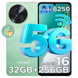 DOOGEE Note 59 Pro 5G Android 16 Handy Ohne Vertrag, 32 GB RAM + 256 GB ROM/TF 2 TB, 6250mAh Akku Smartphone, 120 Hz Display + 6,75 Zoll HD, 16 MP AI Kamera, 4K Video/NFC/Dual SIM/Face ID/Widevine L1 Grün(Android 16) Angebot bei HelloDeals