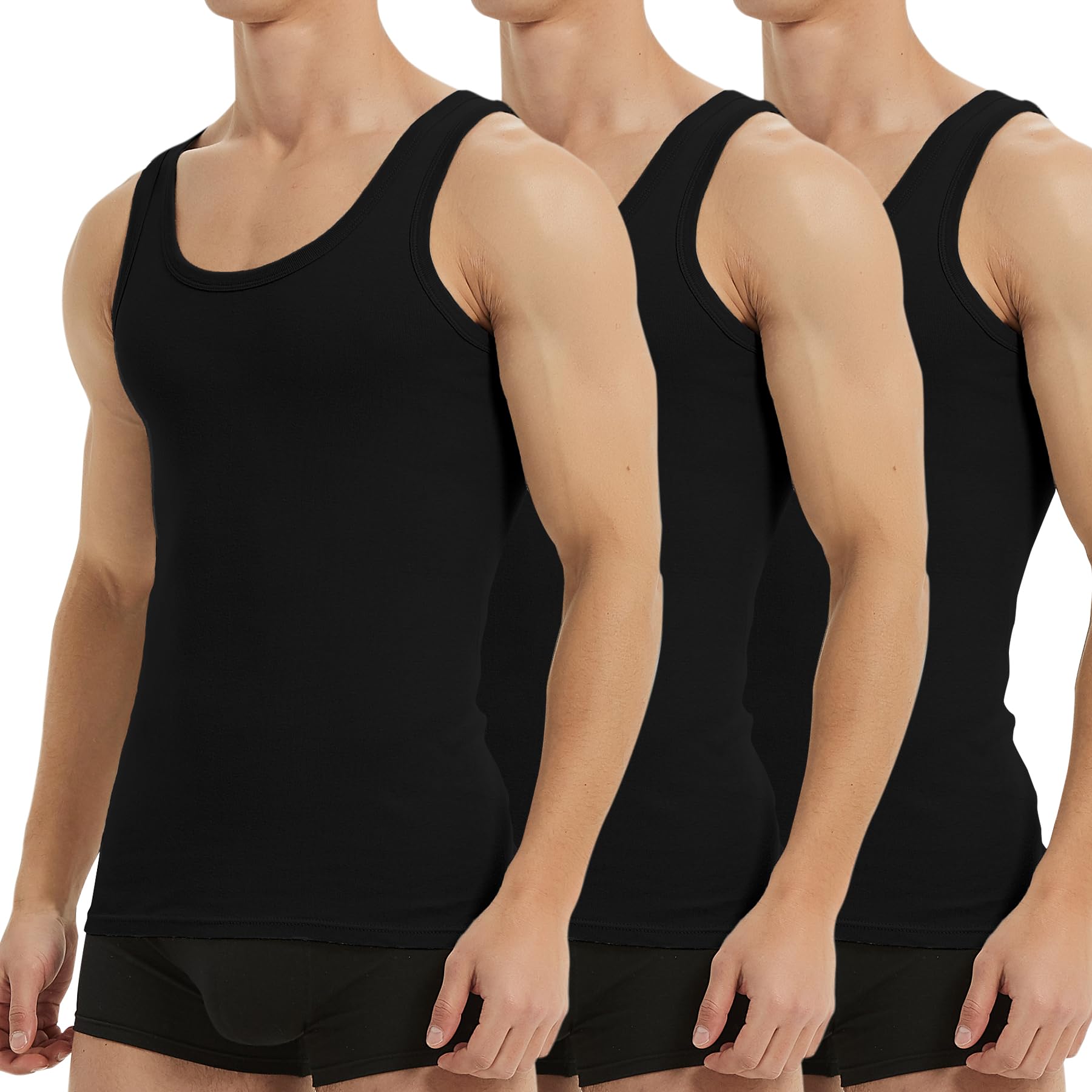 Unterhemd Herren Tank Top 3/5er Pack Baumwolle Feinripp ärmellos Muskelshirtst Männer Sportunterhemden S 3*schwarz Angebot bei HelloDeals