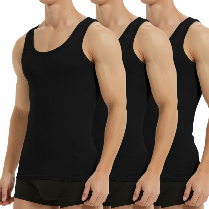 Unterhemd Herren Tank Top 3/5er Pack Baumwolle Feinripp ärmellos Muskelshirtst Männer Sportunterhemden S 3*schwarz Angebot bei HelloDeals