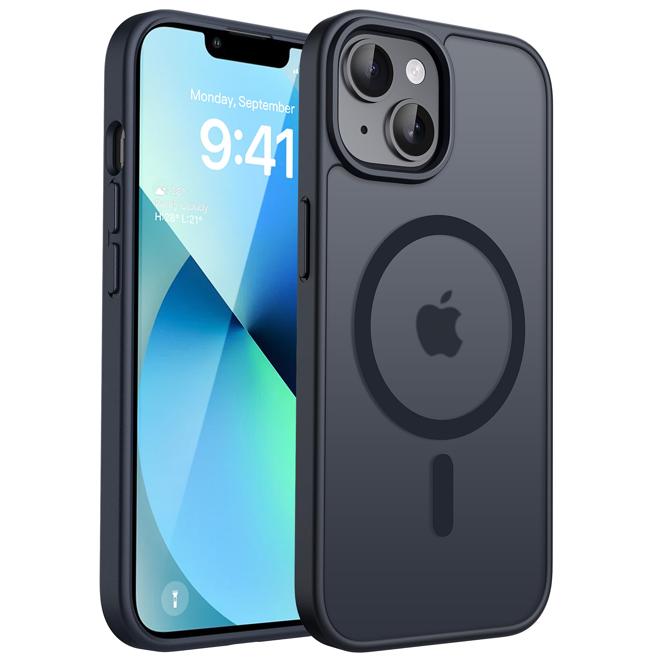 CACOE für iPhone 13/14 Hülle Kameraschutzend, Kompatibel mit MagSafe, Stoßfest Kratzfest Magnetisch Rückseite Handyhülle für iPhone 13/14 Case Transluzente iPhone 13/14 A-Schwarz Angebot bei HelloDeals