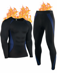 Thermounterwäsche Herren, Winter Skiunterwäsche mit Innenfleece, Funktionsunterwäsche mit Eingriff, Atmungsaktiv Thermo Unterwäsche(M-2XL) Blau XL Angebot bei HelloDeals