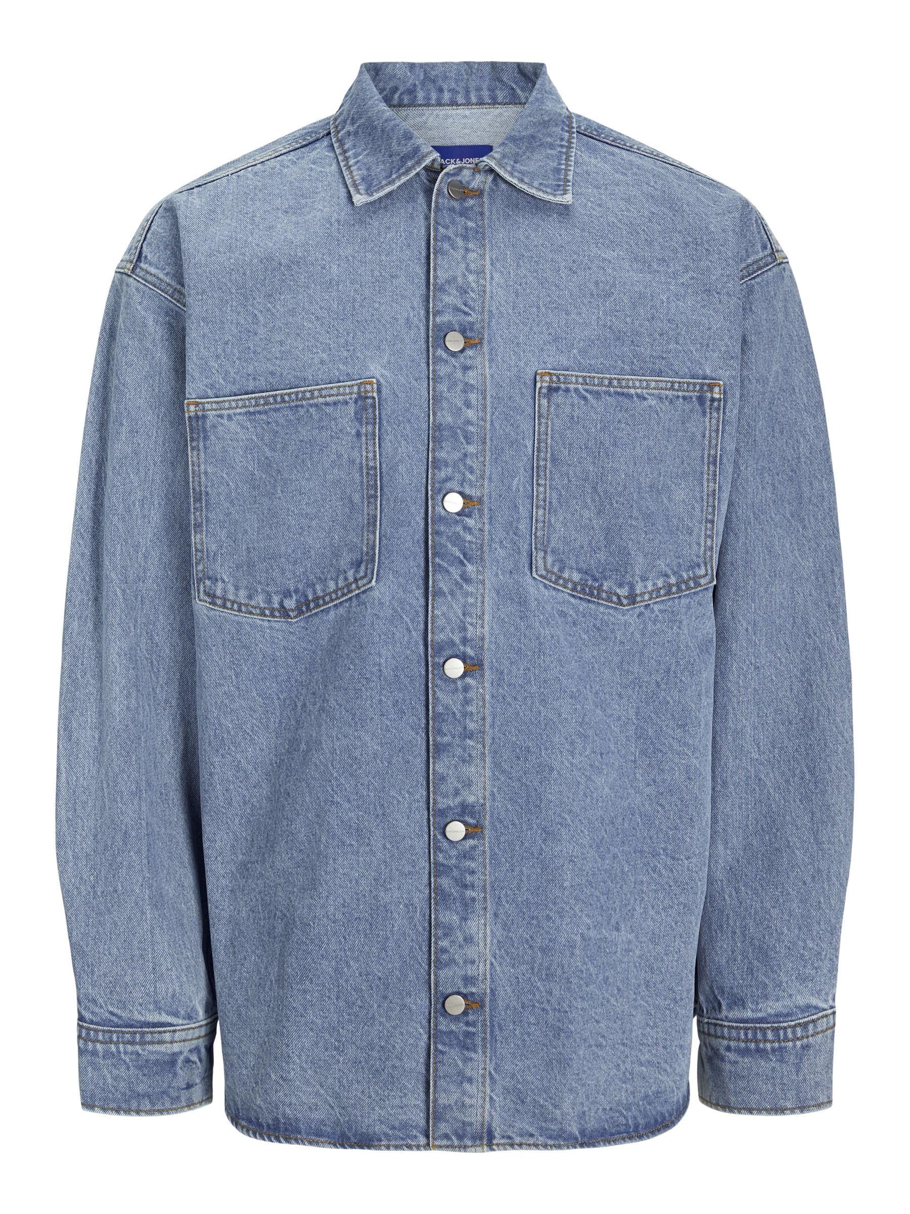 JACK & JONES Male Jeanshemd Wide Fit Jeanshemd S Light Blue Denim Angebot bei HelloDeals