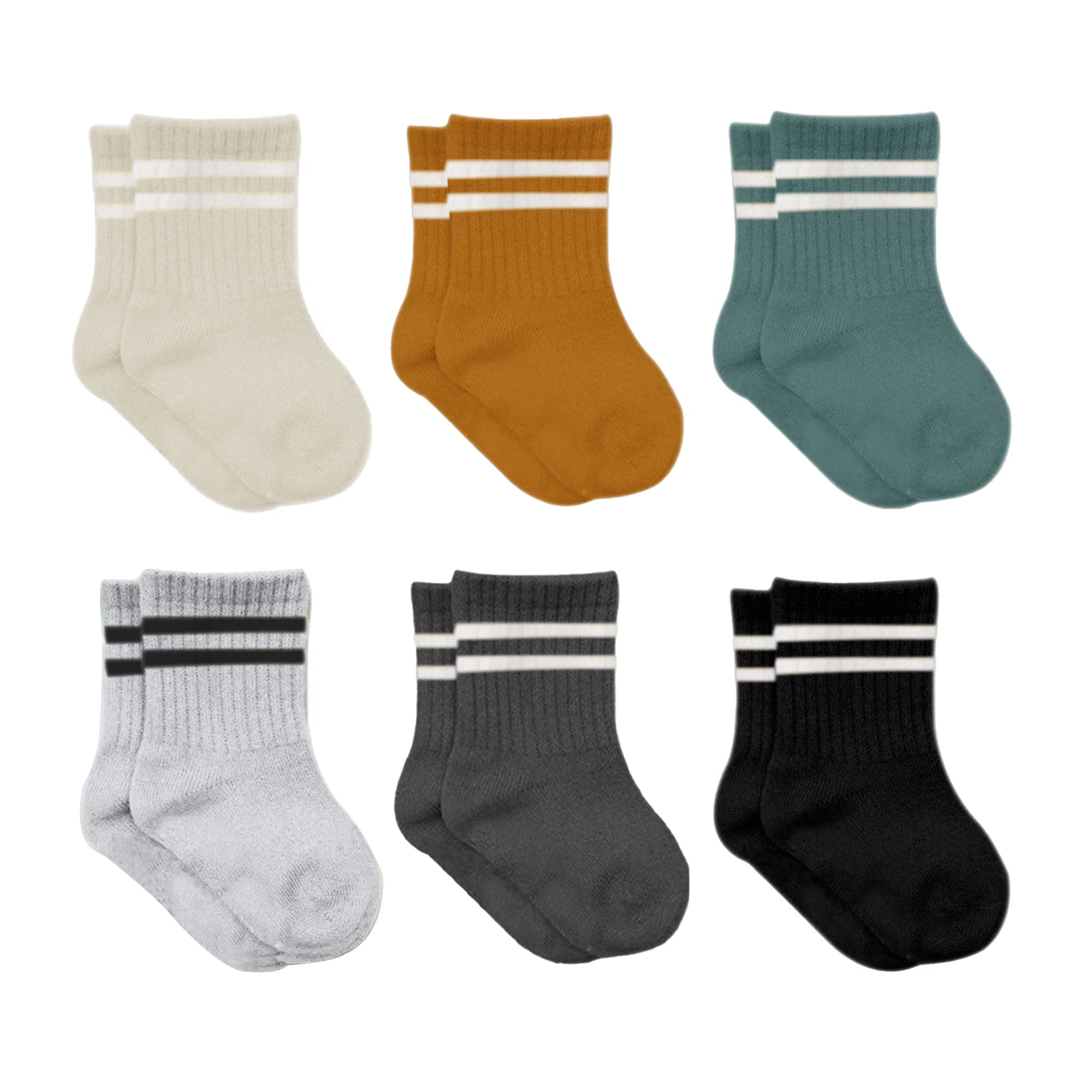 bistyle Baumwolle 6 Paar Baby Socken für Neugeborene Säugling 0-6 Monate bis 3 Jahre | Stopper Nahtlos Socken | Jungen Mädchen Kindersocken 12-24 Monate Senf (Gestreift) Angebot bei HelloDeals