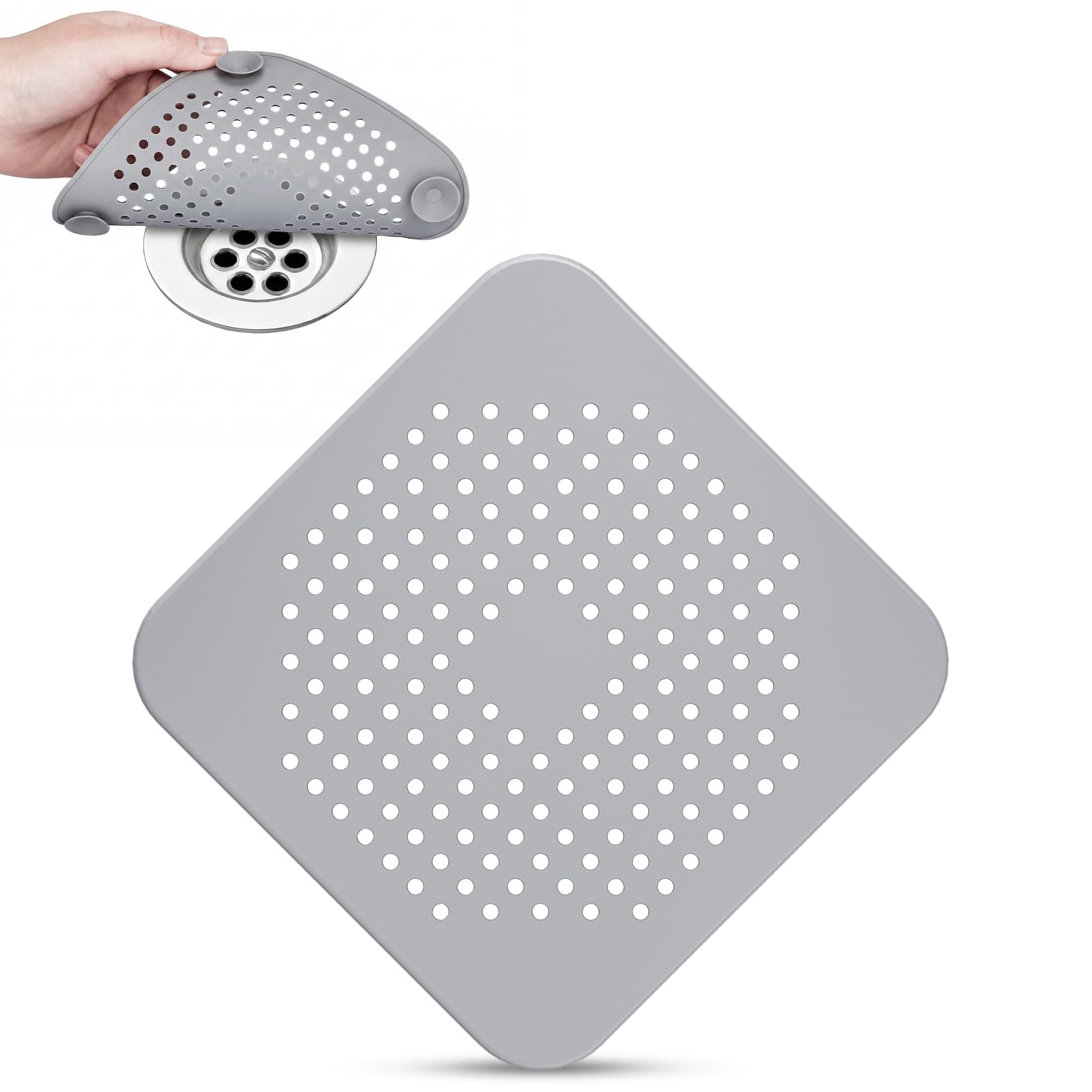 Abflusssieb Silikon Universal, Premium Abflusssieb Dusche mit Haarfänger, Abflusssieb Küchenspüle Grau, Wiederverwendbarer Abfluss-Sieb für Badezimmer, Dusche, Küchenspüle und Waschbecken Angebot bei HelloDeals