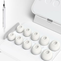 Seltureone 5 Paare Ersatz-Ohrstöpsel für AirPods Pro 3 (2025) mit Reinigungskit, Es sind 5 Größen Silikontips mit Tragbarer Aufbewahrungsbox Vorhanden für AirPods Pro 3 Aufsätze (XXS/XS/S/M/L Angebot bei HelloDeals