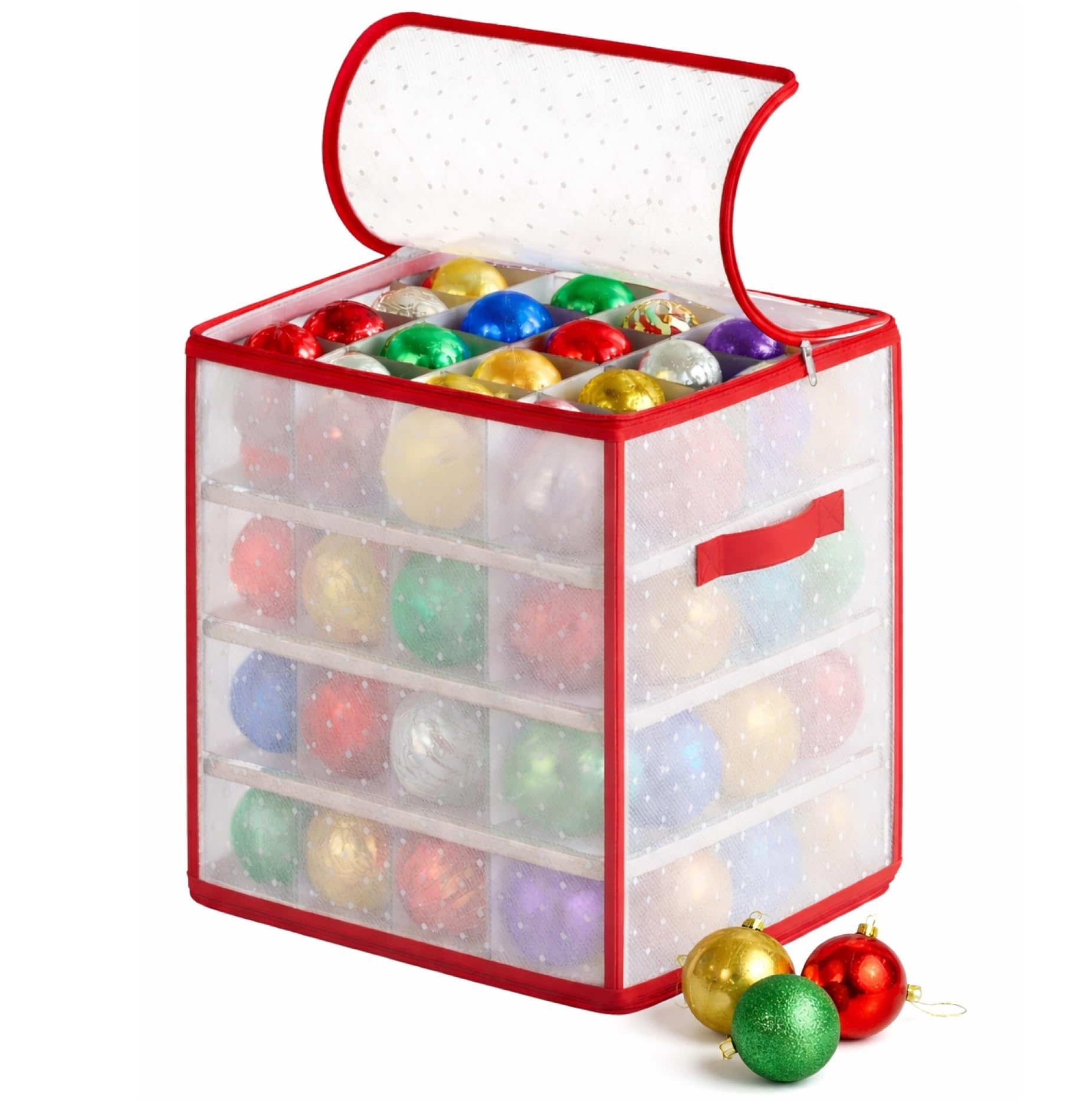 TK Gruppe Timo Klingler XXL Aufbewahrungstasche Box für sanfte Aufbewahrung von Weihnachtskugeln mit 66 Fächern Christbaumkugeln Weihnachtsdeko Tasche Angebot bei HelloDeals