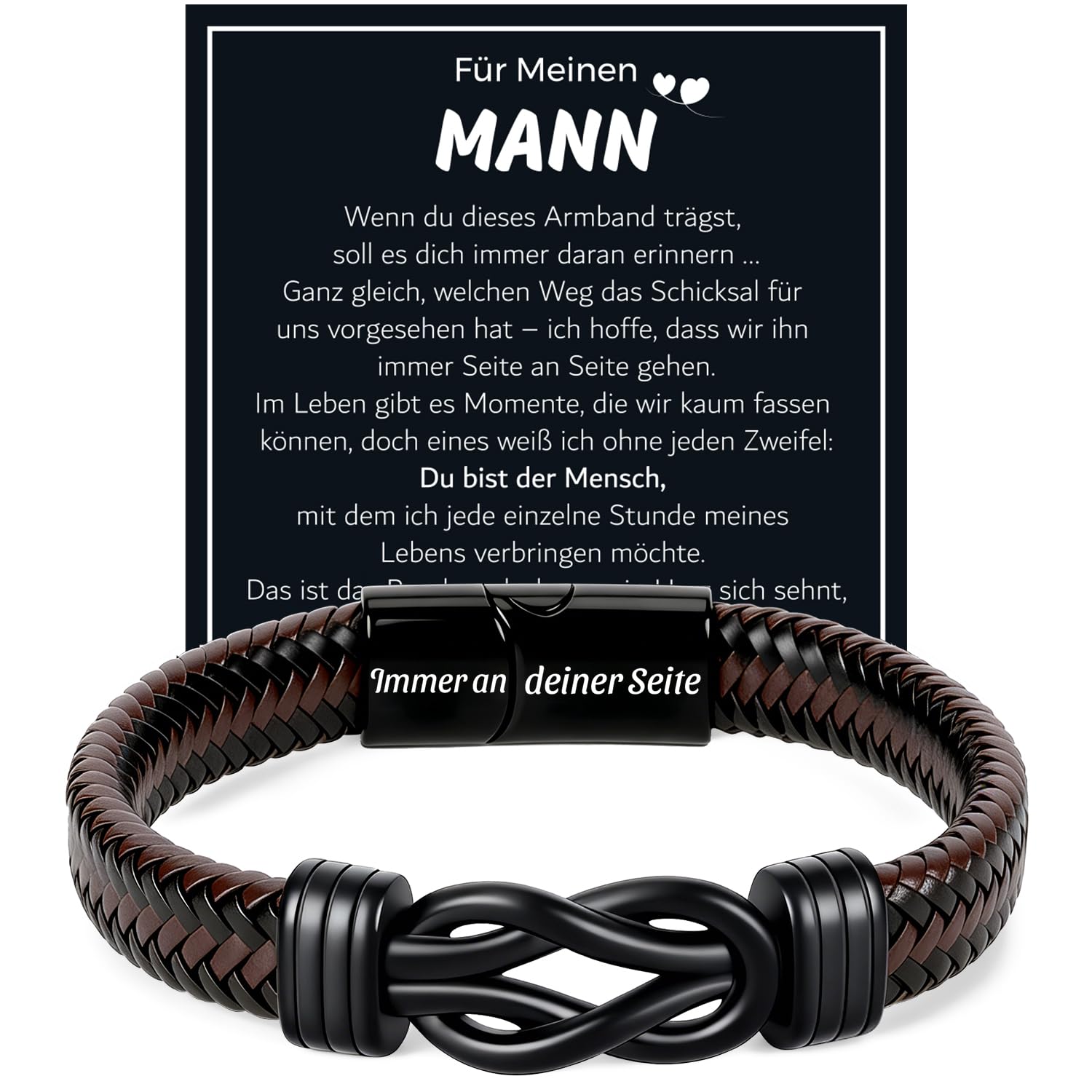 Valentinstag Armband Geschenk für Ihn - Geschenke für Männer Lederarmband Geschenke für Papa Ehemann Freund, Personalisierte Männer Armband Herren Leder Geburtstagsgeschenk für Vatertag Hochzeitstag Lederarmband Mann Angebot bei HelloDeals