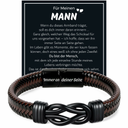 Valentinstag Armband Geschenk für Ihn - Geschenke für Männer Lederarmband Geschenke für Papa Ehemann Freund, Personalisierte Männer Armband Herren Leder Geburtstagsgeschenk für Vatertag Hochzeitstag Lederarmband Mann Angebot bei HelloDeals