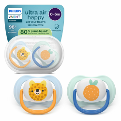 Philips Avent ultra air Schnuller – kiefergerecht geformtes Design, für Babys, 0–6 Monate, weicher, symmetrischer Silikonsauger, BPA-frei, mit Sterilisationsbehälter, 2er-Pack, SCF080/23 SCF8/23 2 pack Tiger & Orange Angebot bei HelloDeals
