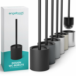 Engelbach® Klobürste Silikon schwarz mit Edelstahl Griff & Halter – Antibakterielle Design Toilettenbürste – WC Bürste, Klobürstenhalter modern Angebot bei HelloDeals