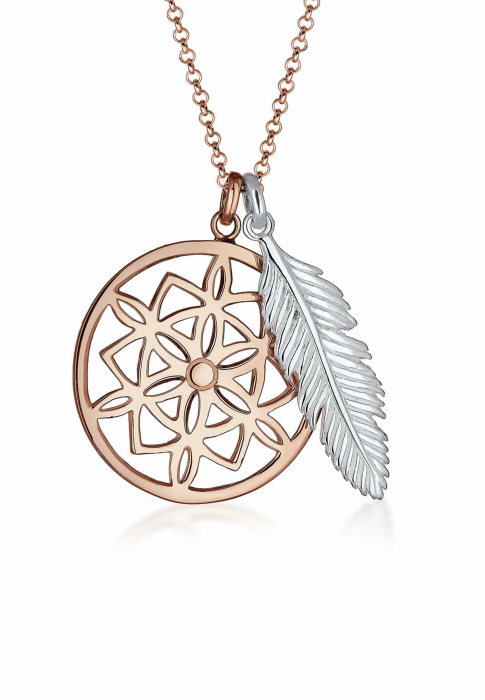 Elli Damen-Kette mit Anhänger Feder Traumfänger Rose Gold Angebot bei HelloDeals