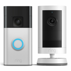 Die neue Ring Außenkamera Plus Akku (Outdoor Camera Plus) + Ring Akku-Videotürklingel | Kabellose Überwachungskamera zur Selbstinstallation, mit 2K-Video und Ring Vision Angebot bei HelloDeals