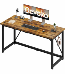 Devoko Schreibtisch 160x50x75 cm | Kleiner Computertisch mit verstellbaren Füßen & Haken | 60 kg Tragkraft, wasserfest | Für umfangreiche Projekte & Homeoffice | Vintage Braun Vintage Braun 160 x 50 x 75 cm Angebot bei HelloDeals