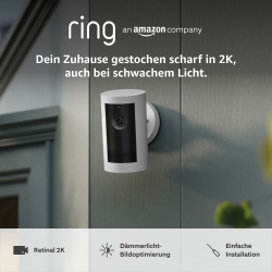 Ring Außenkamera Plus Akku (Outdoor Camera Plus neueste generation) | 2K-Weitwinkelvideo | Kabellose Überwachungskamera zur Selbstinstallation | 30-tägiger Gratiszeitraum für Ring-Abonnement Weiß 1 Kamera Außenkamera Akku Angebot bei HelloDeals