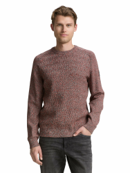 TOM TAILOR Herren Strickpullover aus Baumwolle XL 38685 - Red Green Multicolor Angebot bei HelloDeals