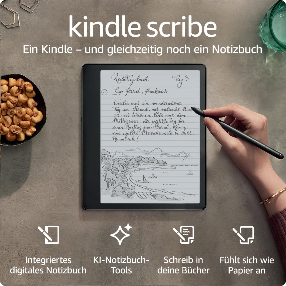 Kindle Scribe (2022) -16 GB – der erste Kindle, der auch ein digitales Notizbuch ist – mit Paperwhite-Bildschirm (10,2 Zoll, 300 ppi) und Premium-Eingabestift. Mit Notizbuchzusammenfassung. Ohne Kindle Unlimited 16 GB Premium-Eingabestift Angebot bei HelloDeals