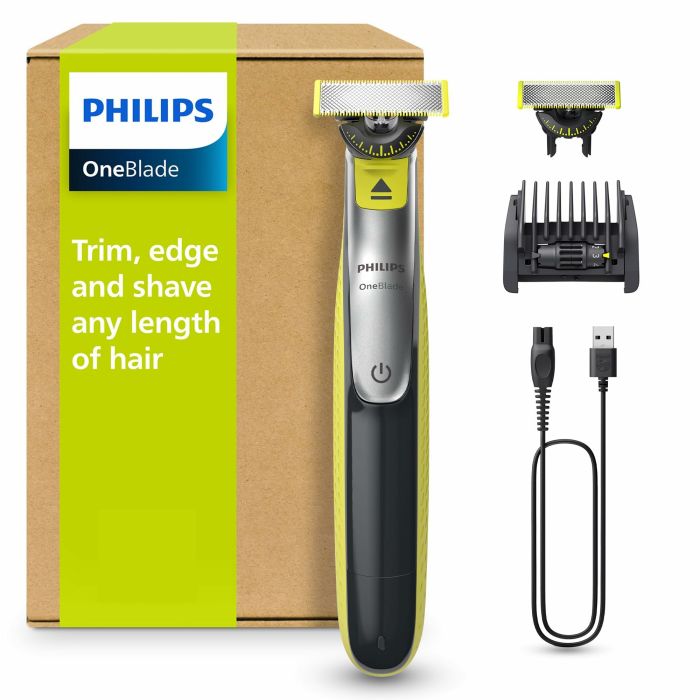 PHILIPS OneBlade 360 Face - elektrischer Rasierer & Trimmer, 2x 360 Klingen, verstellbarer 5-in-1-Trimmaufsatz, Nass- & Trockenrasur, Akku-USB, fürs Gesicht (QP2734/30) Angebot bei HelloDeals