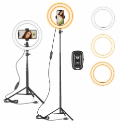10 Zoll LED Ringlicht mit 59 Zoll Stativständer & Handyhalter, Dimmbare Tischringlicht Handystativhalter mit Ringleuchte für YouTube, Videoaufnahmen, Selfie, Live-Stream, Makeup Fotografie Angebot bei HelloDeals