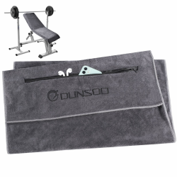 Fitness Handtuch I 120x50cm I Mikrofaser Sporthandtuch mit Reißverschlusstasche für Fitnessstudio und Training I Gym Handtuch (Dunkelgrau) Angebot bei HelloDeals