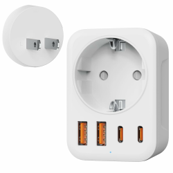 Adapter Japan, 5 in 1 Reiseadapter China mit 1 AC & 2 USB-C & 2 USB-A (17W), 2-Polig Typ A Stecker für USA, Kanada, China, Japan,Thailand, Mexiko, die Philippinen - Reisestecker Typ A Angebot bei HelloDeals