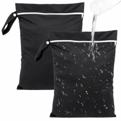 2 Stück Nassbeutel Schwimmen, wasserdichte Nasstasche 40 x 30 cm, Schwarz Wetbag Schwimmsachen mit Reißverschluss, Wiederverwendbar Reise Wäschesack für Schmutzige, Strandtücher, Windeln Angebot bei HelloDeals