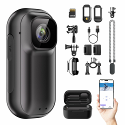 4K 128GB Mini Körperkamera, Action Body Cam WiFi, Daumengröße Hände frei Aufzeichnung Körper getragen Kamera, Premium tragbare Camcorder Mount überall für Arbeit, Reisen, Haustier zu Fuß (schwarz) Angebot bei HelloDeals