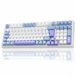 AULA F99 Kabellose Gaming Tastatur Mechanisch,QWERTZ-Layout,BT5.0/2.4G/USB-C,Gasket Struktur,Hot Swap,Software,RGB,PBT Tastenkappen,8000mAh,Creamy Sound,95% Prozent Mechanische Tastatur (Blau Violett) Angebot bei HelloDeals