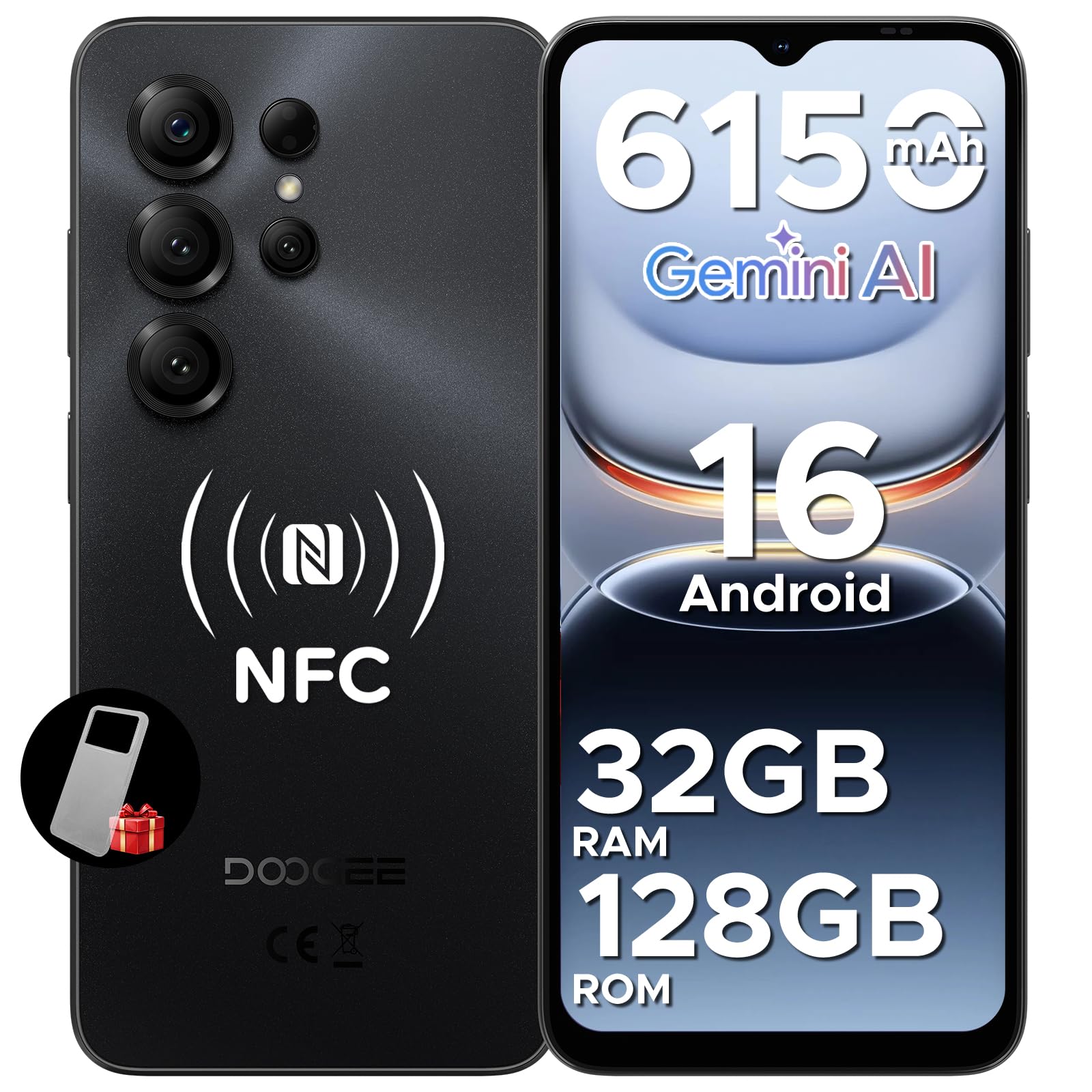 DOOGEE Note56X Pro Handy Ohne Vertrag Android 16 Mit Gemimi AI, 6150mAh, 32GB+128GB/2TB, 6.56" HD+90Hz Display, Octa Core Smartphone Günstig, 13MP+8MP, Dual SIM/OTG/Face ID/NFC/Widevine L1 NOTE56XPRO(Schwarz) Angebot bei HelloDeals