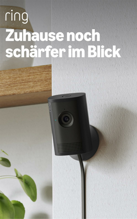 Ring Innenkamera Plus (Indoor Camera Plus), neueste Generation | Sicherheitskamera mit Netzstecker | Retinal 2K, 4-fach-Zoom | 30 Tage Gratiszeitraum für Ring-Abonnement | 4 Kameras Schwarz 4 Kameras Angebot bei HelloDeals
