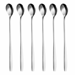 GRÄWE Latte Macchiato Löffel Set, silber, 6-teilig, 22 cm - Lange Löffel für Cocktails & Desserts, Edelstahl, spülmaschinengeeignet Angebot bei HelloDeals