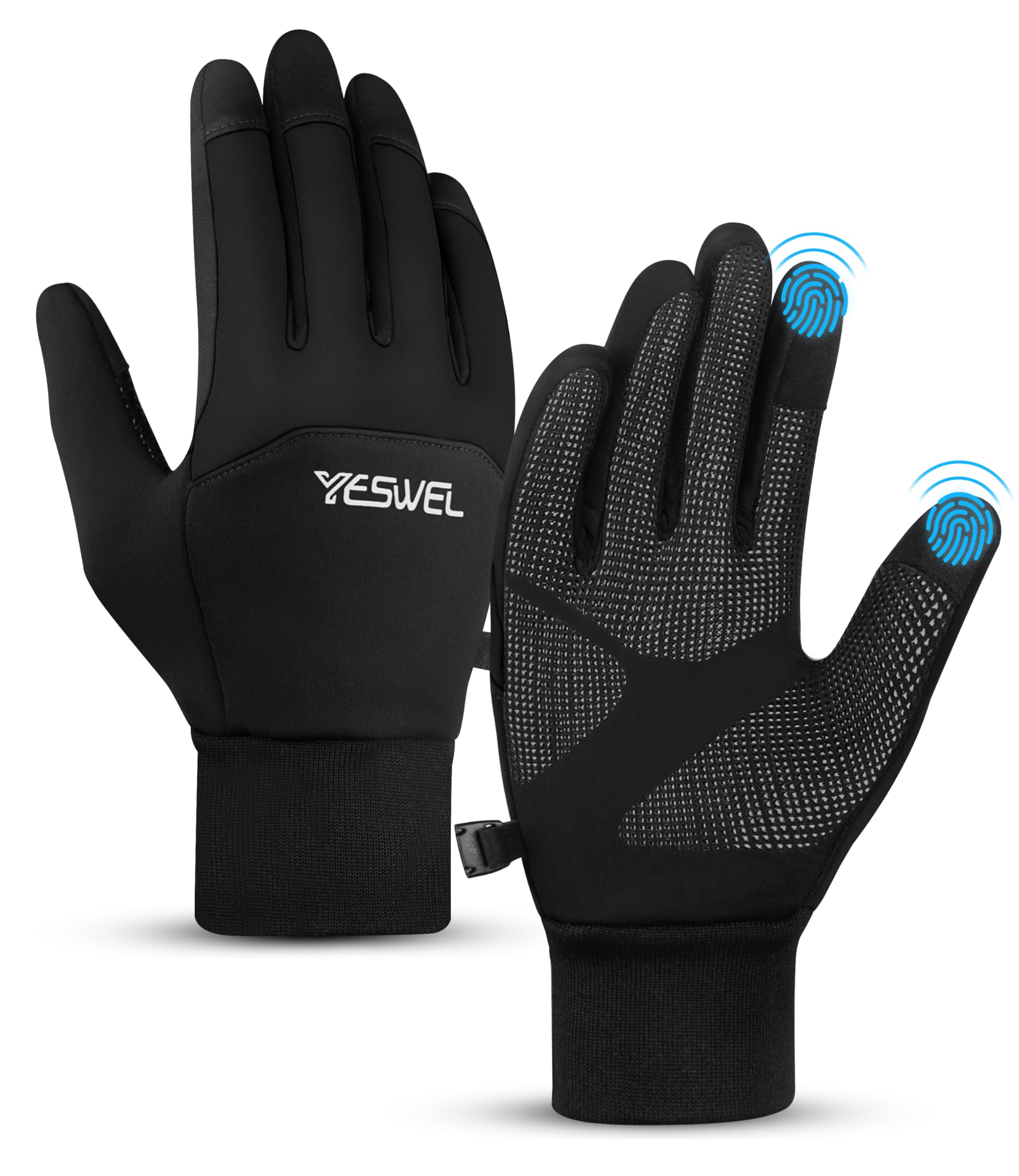 Fahrradhandschuhe Herren Damen, Thermo Handschuhe Wasserdicht, Touchscreen Winterhandschuhe, Warme Winddichte Laufhandschuhe M-XL L Schwarz Angebot bei HelloDeals