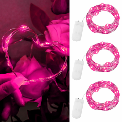 Rosa Lichterkette Batterie, 2m 20 LED 3 Stück Pink Lichterkette mit Batterie für Valentinstag, Hochzeitstag, Schlafzimmer 3 Stück Rosa Angebot bei HelloDeals