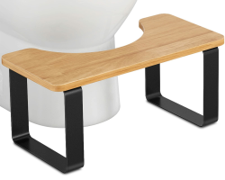Metall mit Holz-Toilettenhocker, 7 Zoll / 17.8CM Badezimmer-Kothocker für Erwachsene, Anti-Rutsch-Hocker, Gesunder Tragbarer Toilettenhocker für Erwachsene Kinder, Mattschwarz Angebot bei HelloDeals