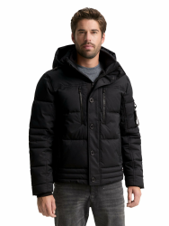 TOM TAILOR Herren 1046971 Pufferjacke mit abnehmbarer Kapuze L 29999 - Black Angebot bei HelloDeals