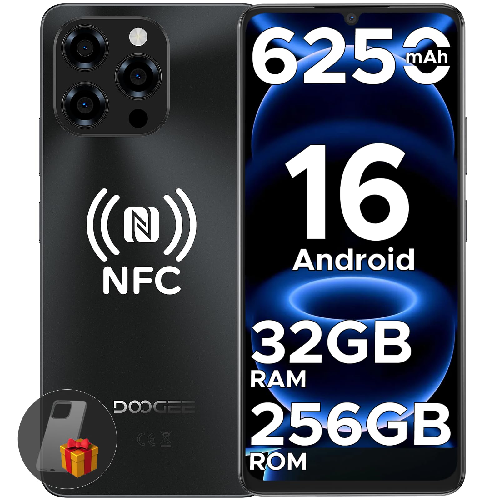 DOOGEE Note 58 Pro Android 16 Smartphone Ohne Vertrag 32GB+256GB Octa Core 6250mAh Akku Handy Ohne Vertrag 6.75" HD+ 90Hz Handy Günstig 16MP+8MP Simlockfreie Handys Dual SIM 4G/ GPS/NFC/Fingerabdruck Schwarz(Note 58 Pro) Angebot bei HelloDeals