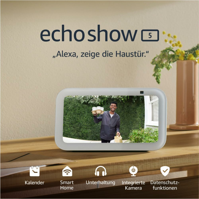 Echo Show 5 (Neueste Generation) | Kompakter smarter Touchscreen mit Alexa zum Steuern deines Smart Homes und mehr | Weiß Weiß Nur Gerät Angebot bei HelloDeals