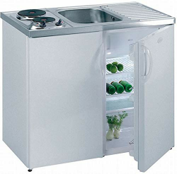 Lüllmann Pantryküche Küchenzeile Singleküche mit Kühlschrank und 2 Sterne Gefrierfach Spülbecken rechts, 860 x 1000 x 600 mm, Weiß 731260 Angebot bei HelloDeals