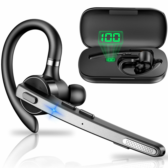 New Bee Bluetooth Headset, V5.1 Wireless Freisprech Headset mit 72h Spielzeit und CVC 8.0 Dual ENC Geräuschunterdrückung Mikrofon, Bluetooth-Ohrhörer mit Ladecase für iPhone/Android/Laptop 1 Stück Angebot bei HelloDeals