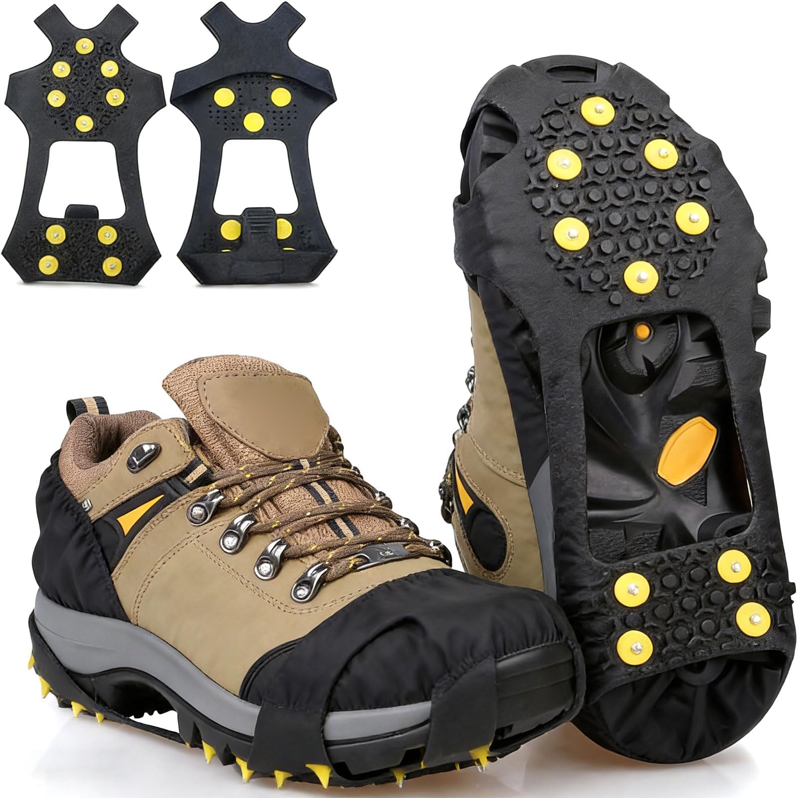 spikes für schuhe winter schuhspikes zum überziehen schuhspikes winter eiskrallen für schuhe steigeisen spikes 2026 Snow Chains for Shoes, Suitable for Hiking, Hiking, Ice Fishing, Snow, Ice etc. Schwarz L Angebot bei HelloDeals