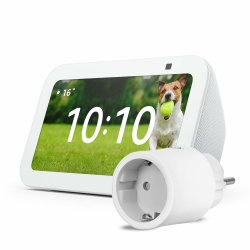 Echo Show 5 | Weiß + OSRAM SMART+ Smarte Steckdose mit Matter, Funktionert mit Alexa - Smart Home-Einsteigerpaket Angebot bei HelloDeals